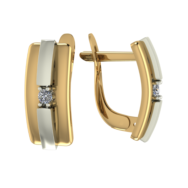 Серьги из золота с камнем Фианит фото, цены