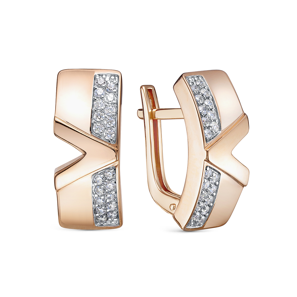 Серьги из золота с камнем Фианит фото, цены