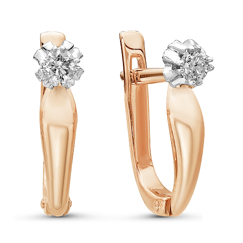 Серьги из золота с камнем Бриллиант фото, цены