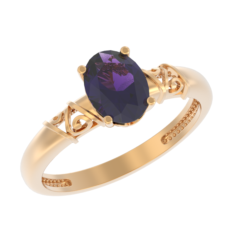 Кольцо из золота с камнем аметист фото, цены