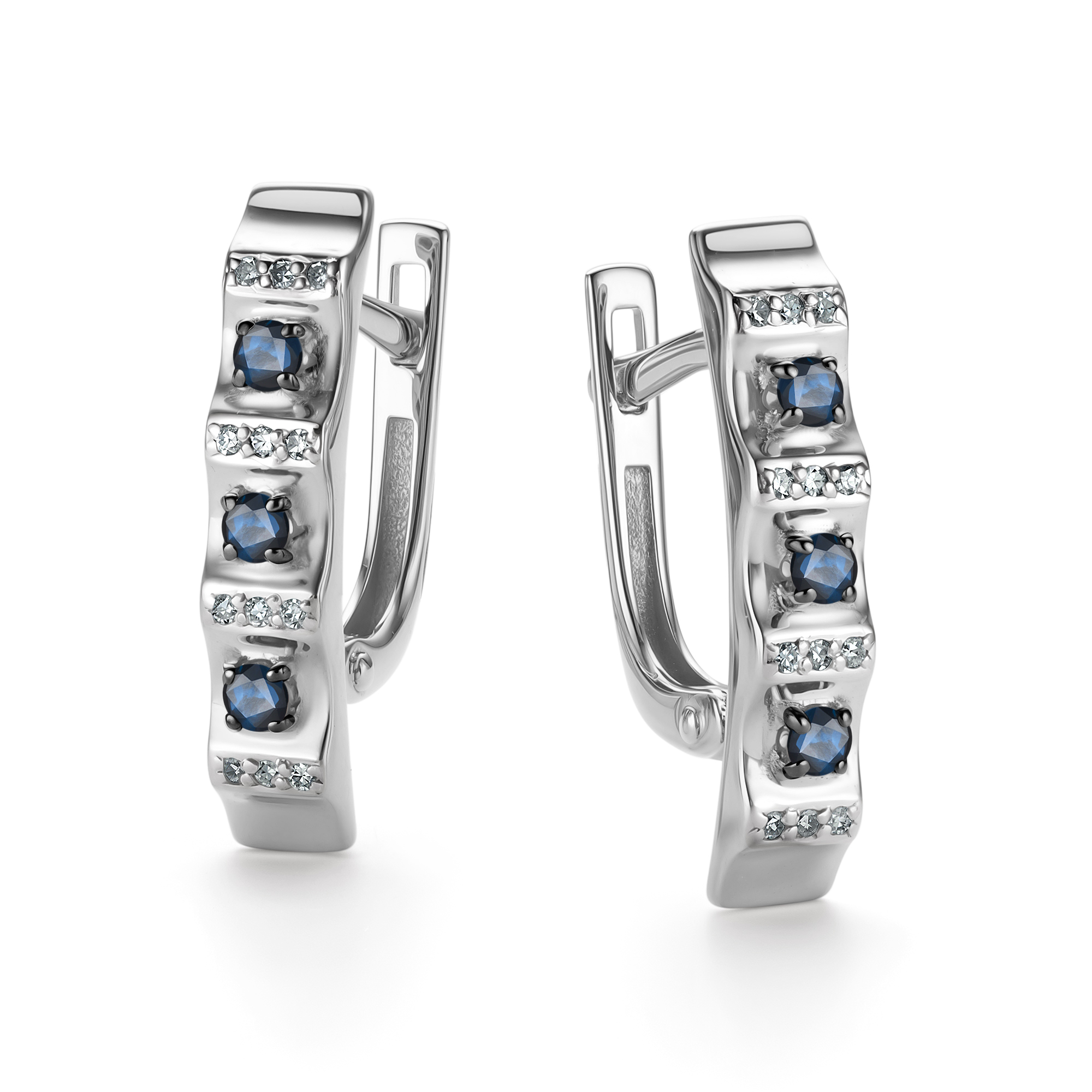 Серьги из золота с камнем Бриллиант, Сапфир фото, цены