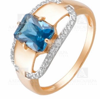 Кольцо из золота с камнем Лондон топаз, Фианит фото, цены