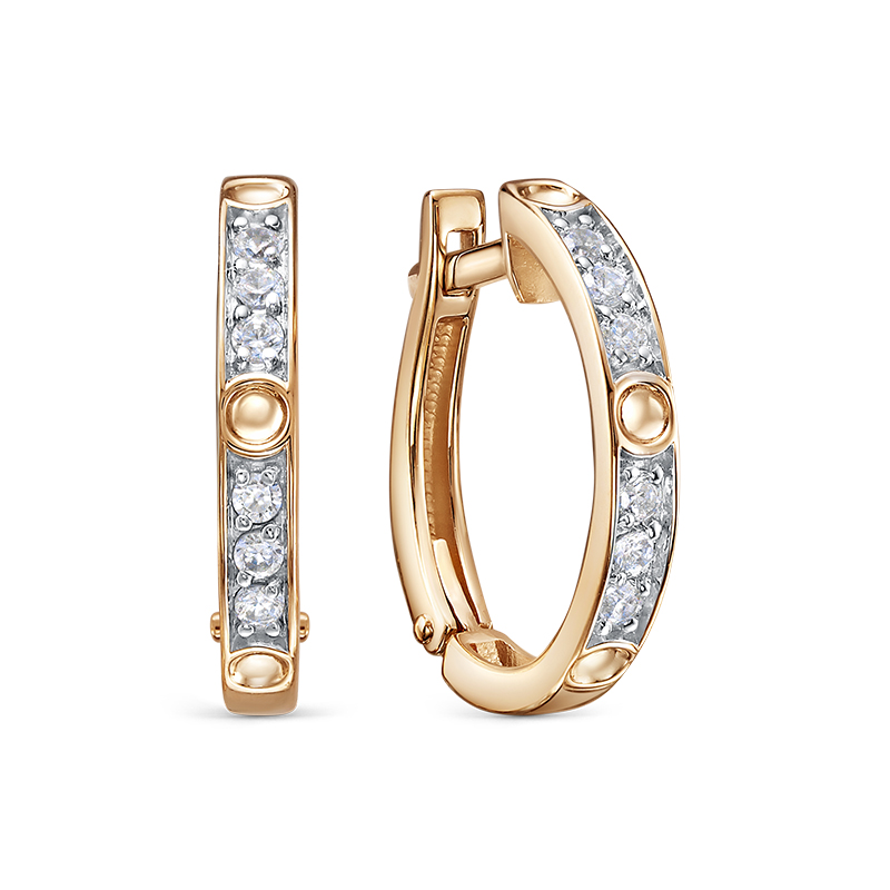 Серьги из золота с камнем Фианит фото, цены