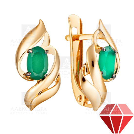 Серьги из золота с камнем александрит синт. фото, цены