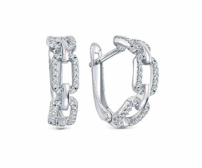 Серьги из серебра с камнем Фианит фото, цены