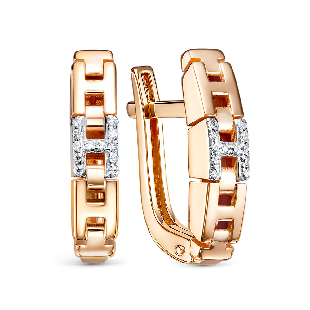 Серьги из золота с камнем Фианит фото, цены