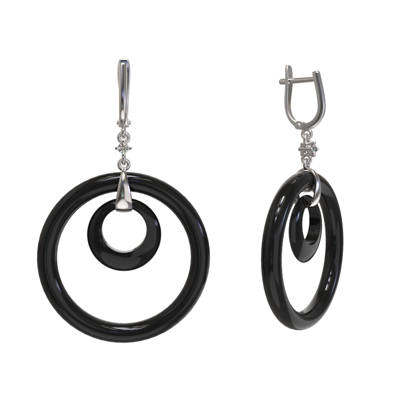 Серьги из серебра с камнем Фианит, Агат фото, цены