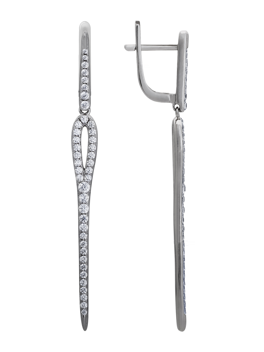 Серьги из серебра с камнем Фианит фото, цены