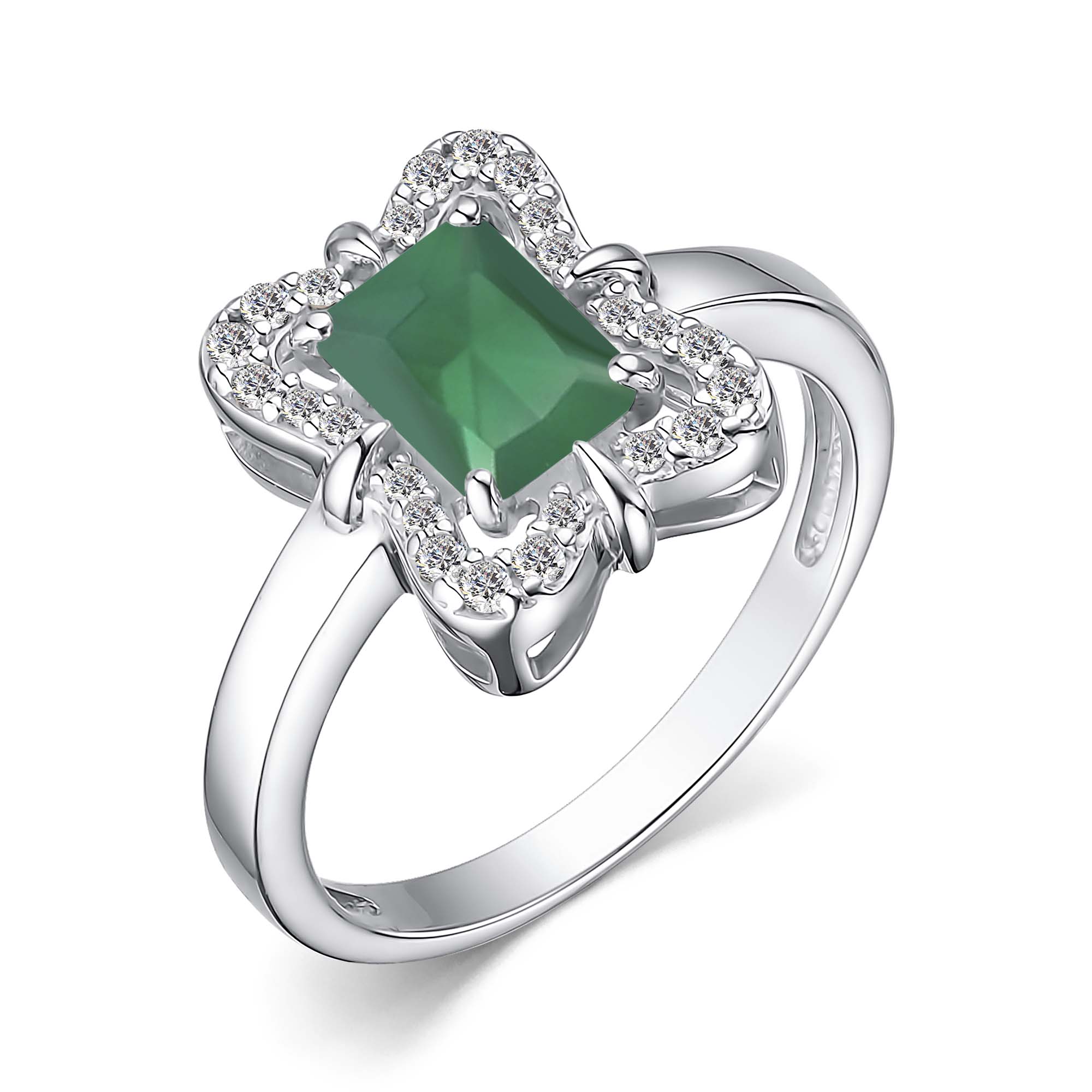 Кольцо из серебра с камнем Фианит, Агат фото, цены