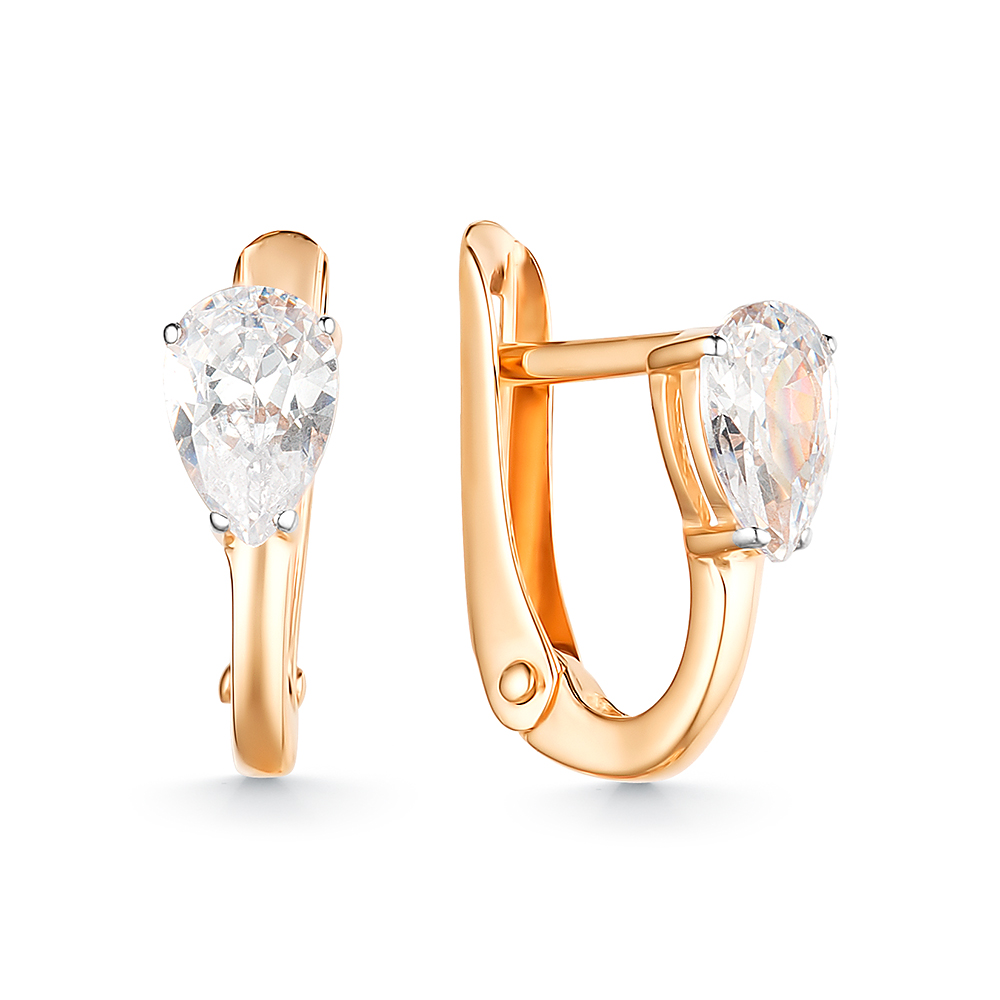 Серьги из золота с камнем Фианит фото, цены