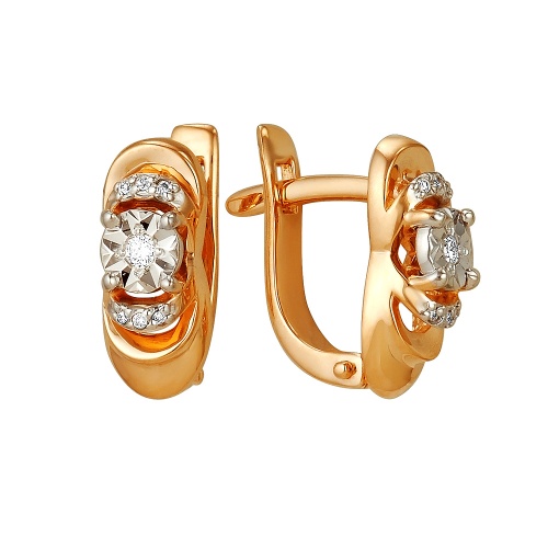 Серьги из золота с камнем Бриллиант фото, цены