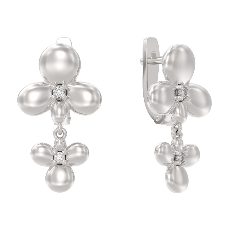 Серьги из серебра с камнем Фианит фото, цены