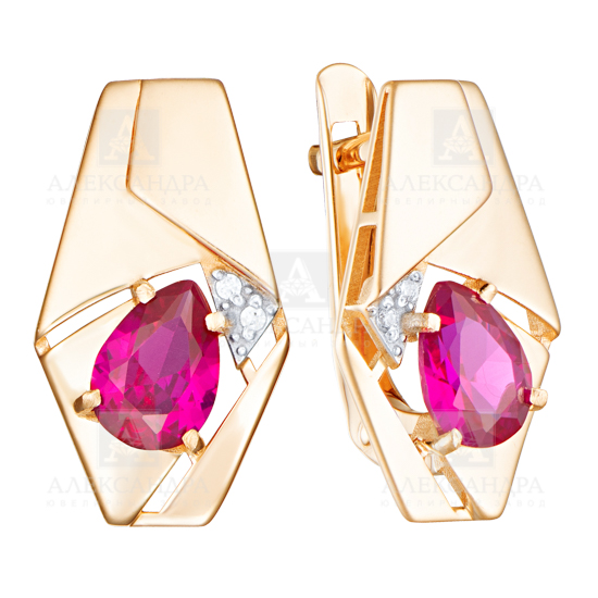 Серьги из золота с камнем Топаз, Фианит фото, цены