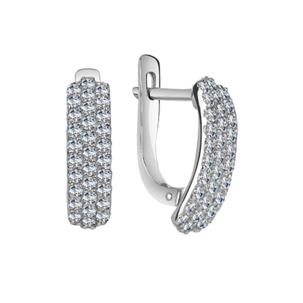 Серьги из серебра с камнем Фианит фото, цены