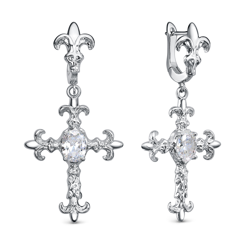 Серьги из серебра с камнем Циркон фото, цены