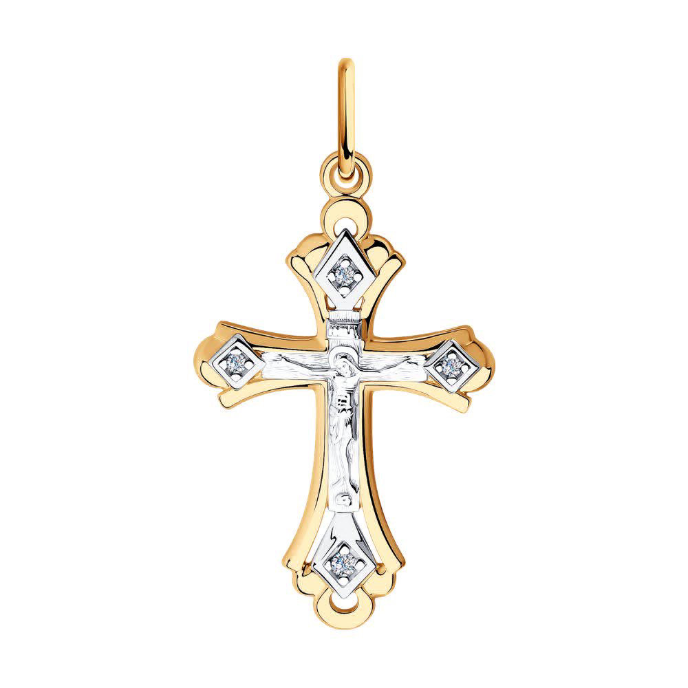 Крест из золота с камнем Фианит фото, цены