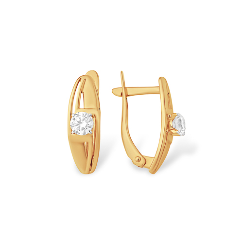 Серьги из золота с камнем Фианит фото, цены