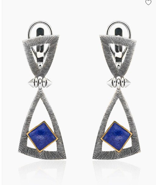 Серьги из серебра с камнем Лазурит фото, цены