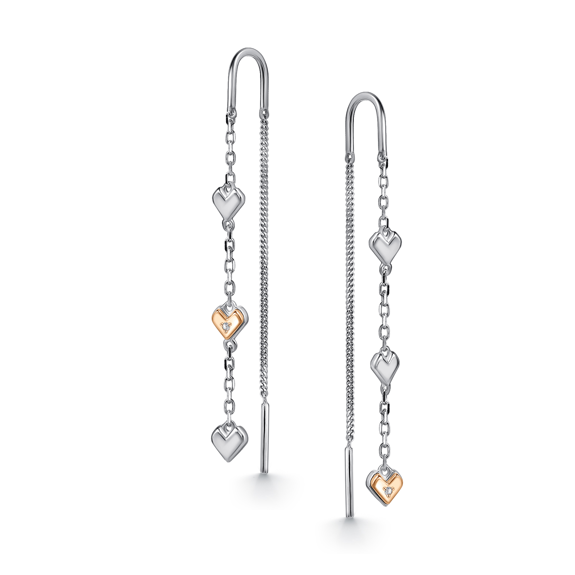 Серьги из серебра с камнем Бриллиант, вставками золота фото, цены