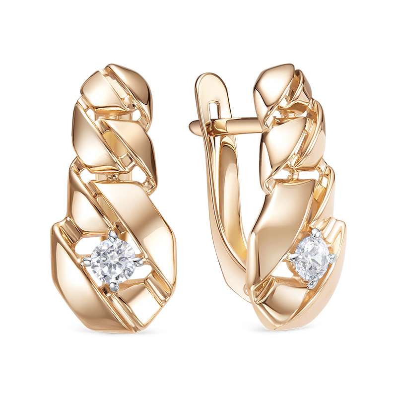 Серьги из золота с камнем Фианит фото, цены