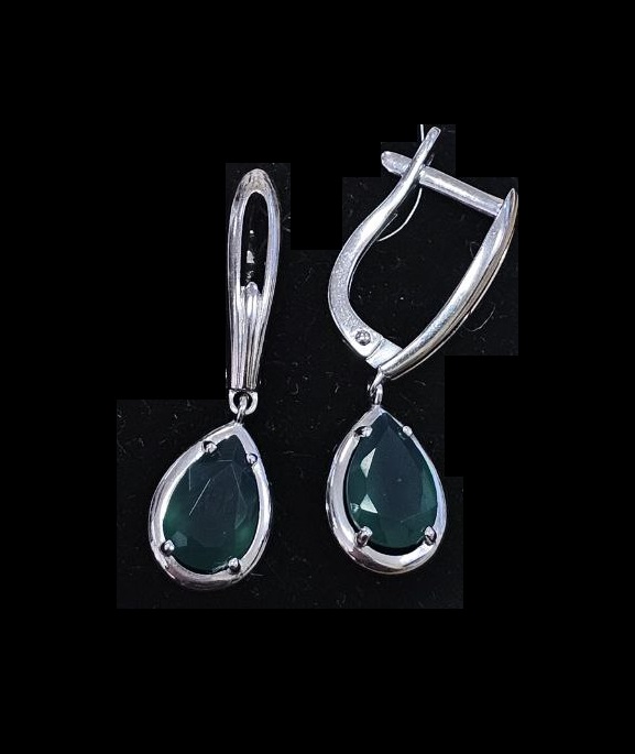 Серьги из серебра с камнем Агат фото, цены