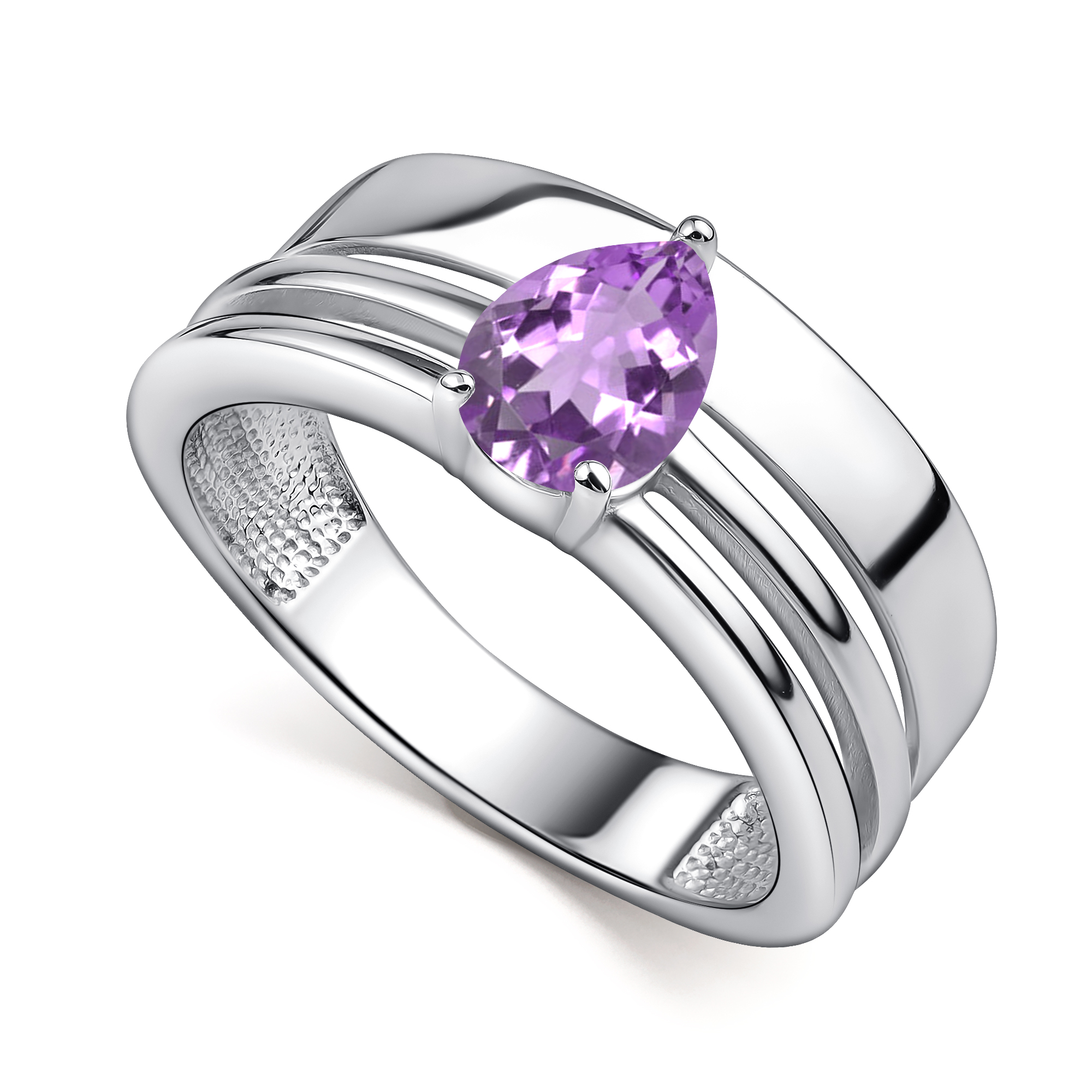 Кольцо из серебра с камнем аметист фото, цены