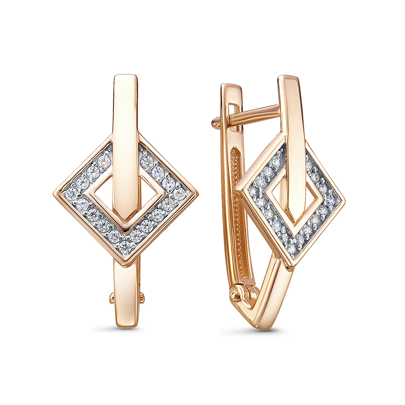 Серьги из золота с камнем Фианит фото, цены