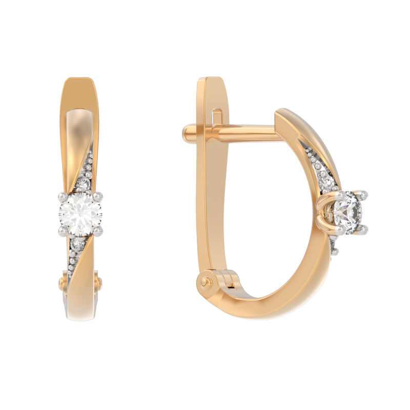 Серьги из золота с камнем Бриллиант фото, цены