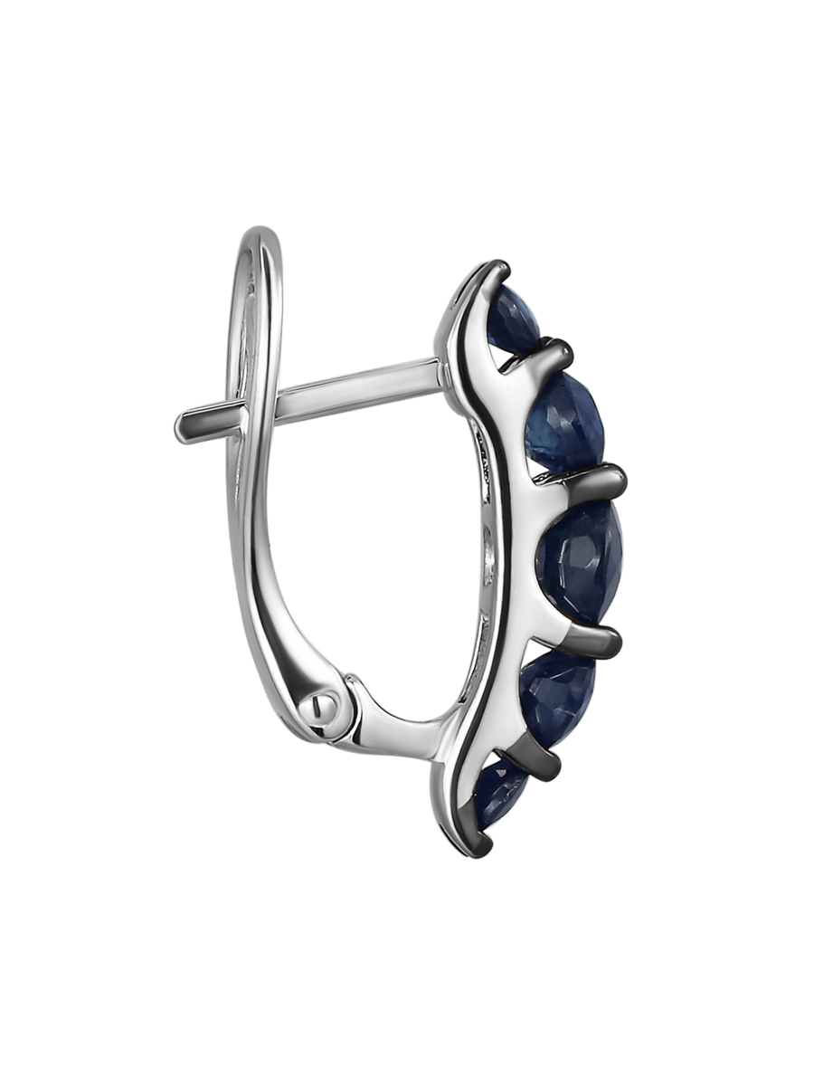 Серьги из серебра с камнем Сапфир фото, цены