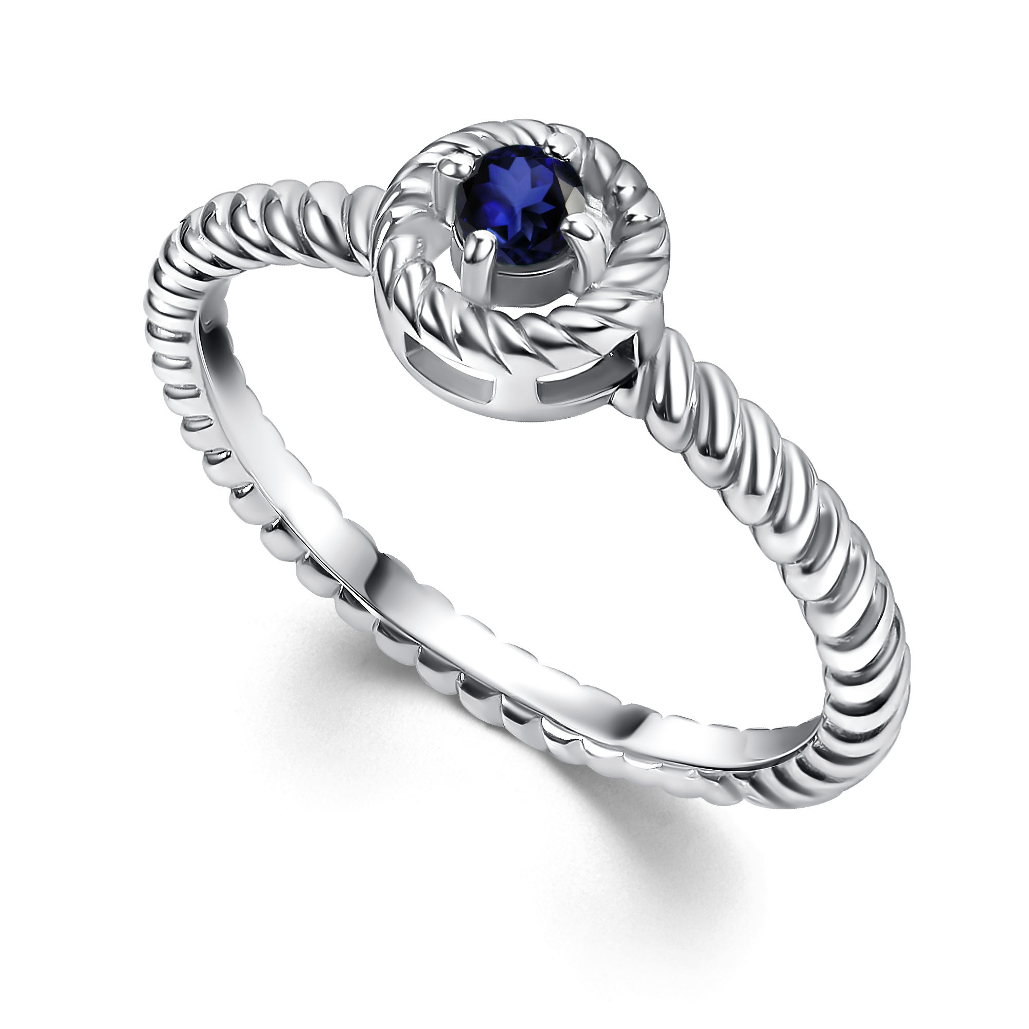 Кольцо из серебра с камнем Сапфир фото, цены