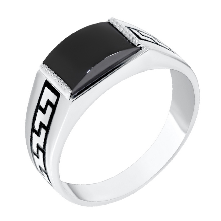 Печатка из серебра с камнем Фианит, вставками эмали фото, цены