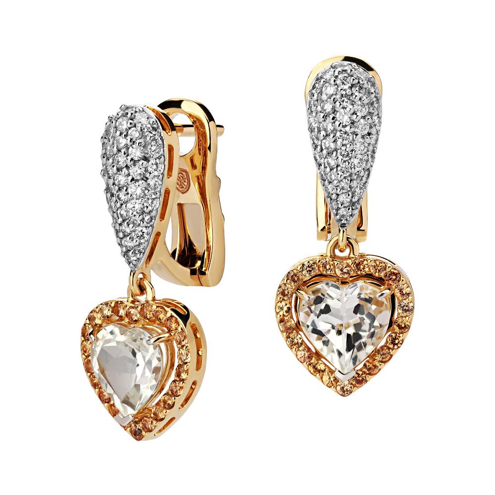 Серьги из золота с камнем Топаз, Бриллиант,  фото, цены