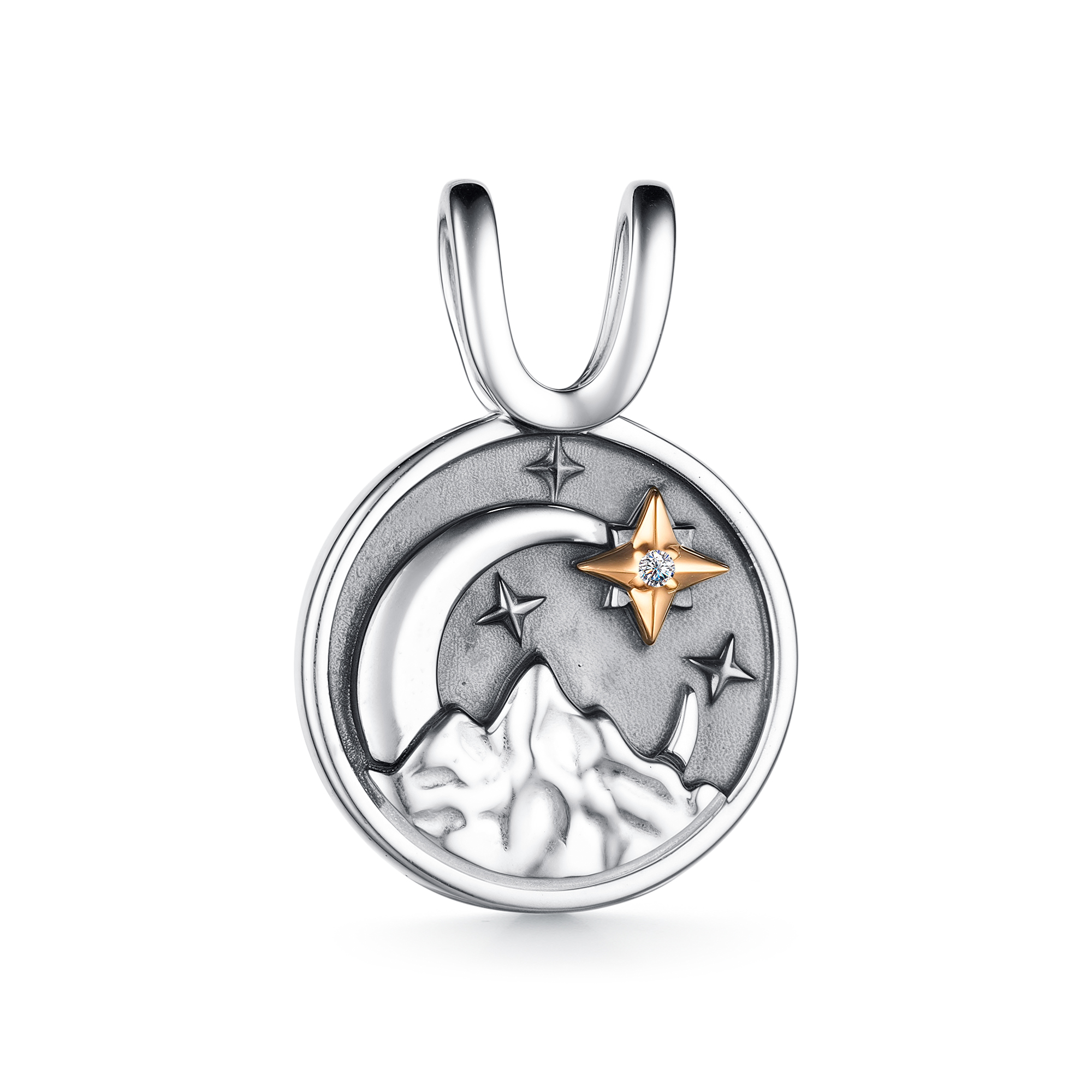 Подвеска из серебра с камнем Бриллиант, вставками золота фото, цены