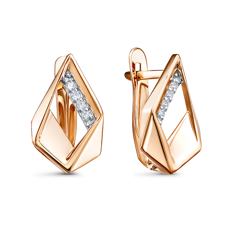 Серьги из золота с камнем Фианит фото, цены