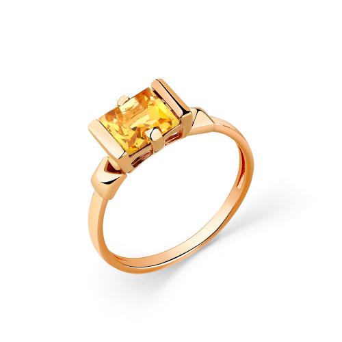 Кольцо из золота с камнем Цитрин фото, цены
