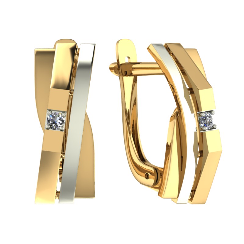 Серьги из золота с камнем Фианит фото, цены