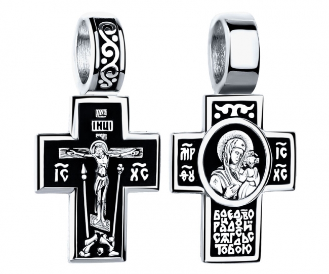 Крест из серебра с камнем вставками эмали фото, цены