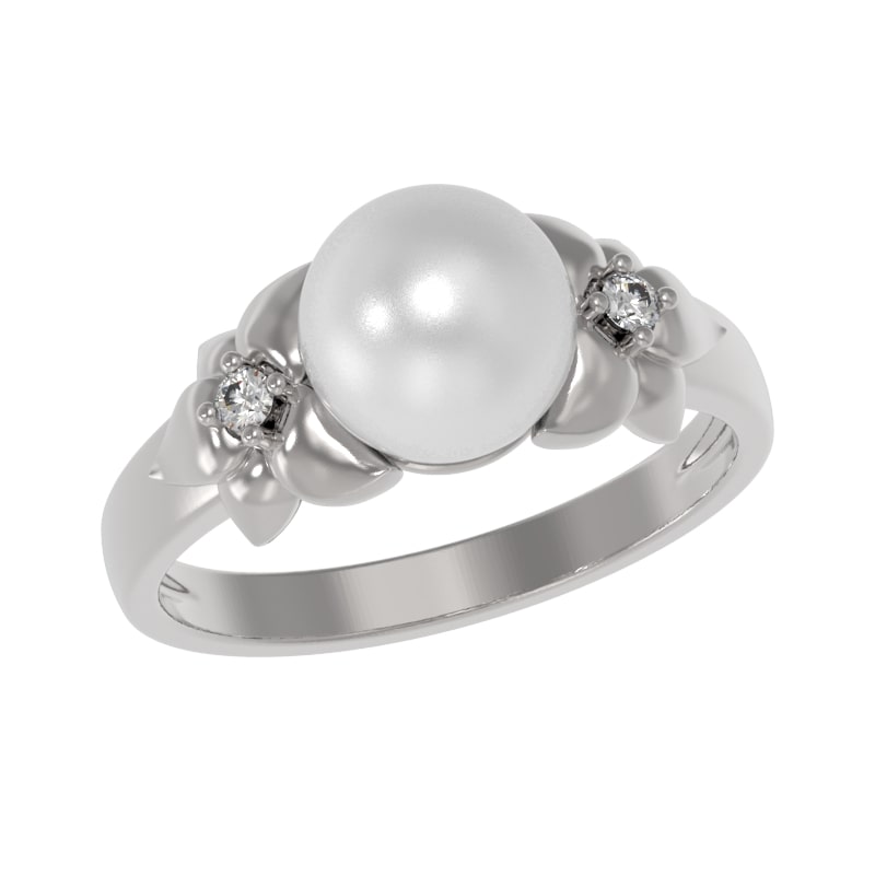 Кольцо из серебра с камнем Жемчуг, Фианит фото, цены