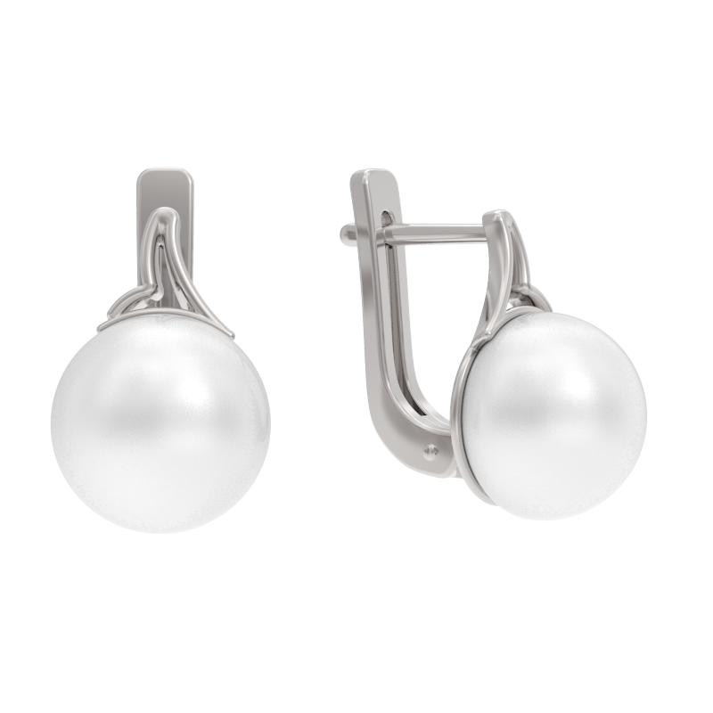 Серьги из серебра с камнем Жемчуг фото, цены