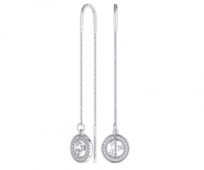 Продевки из серебра с камнем Фианит фото, цены