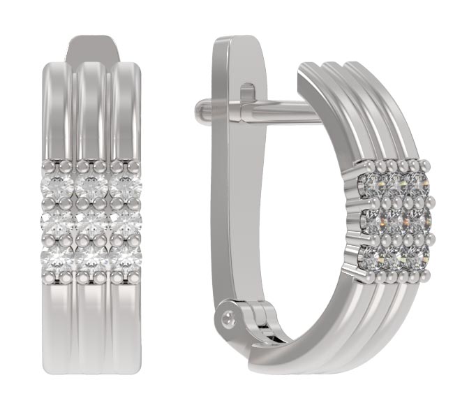 Серьги из серебра с камнем Фианит фото, цены