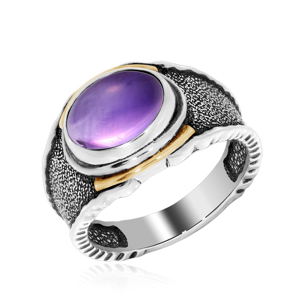 Кольцо из серебра с камнем аметист фото, цены