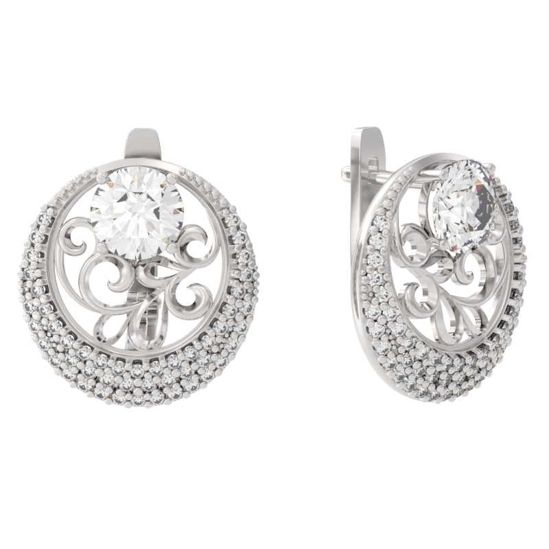 Серьги из серебра с камнем Фианит фото, цены