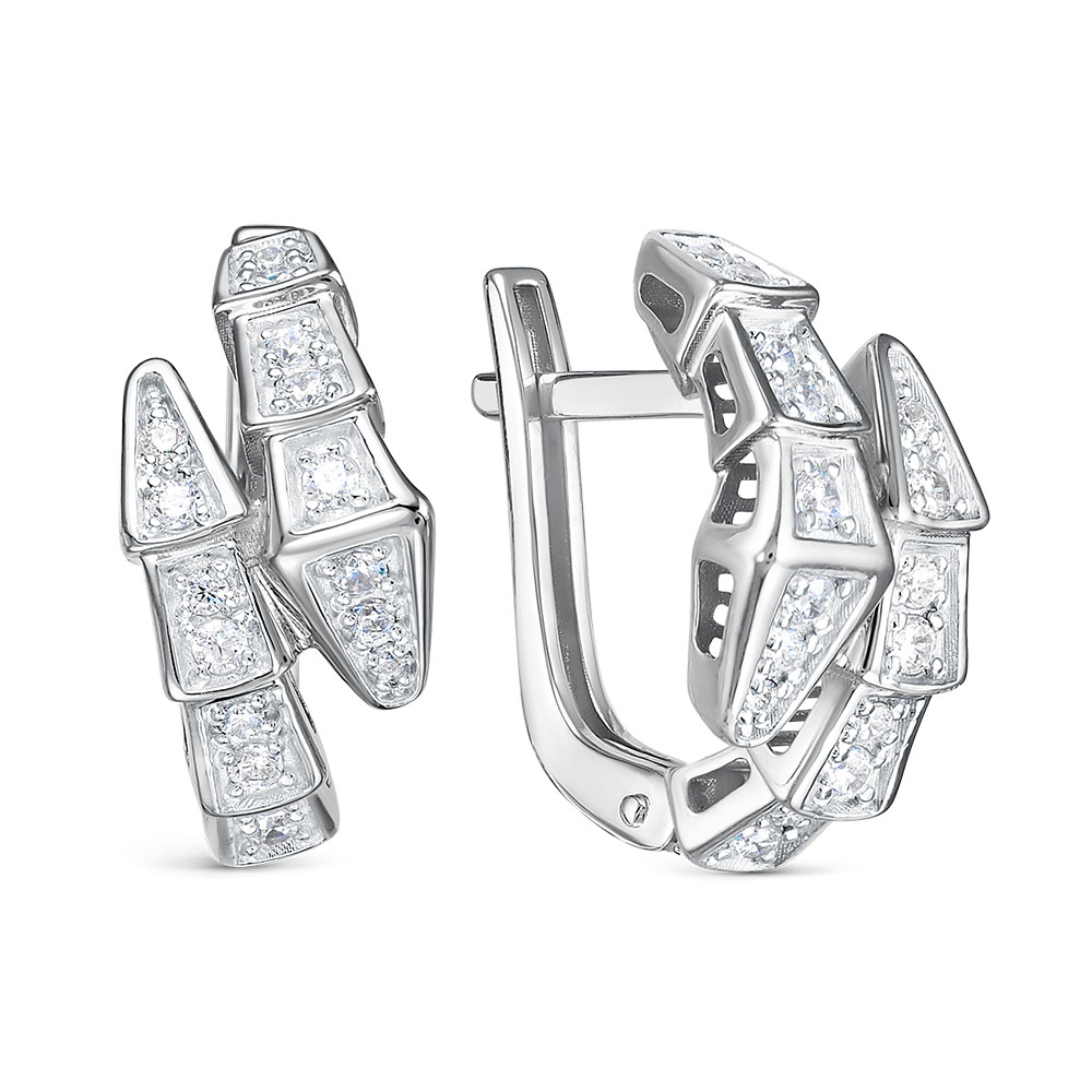 Серьги из серебра с камнем Фианит фото, цены