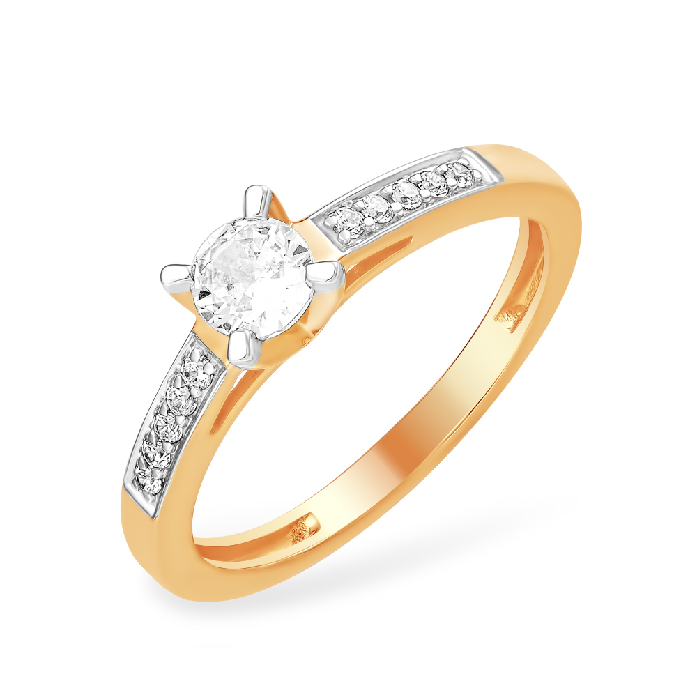 Кольцо из золота с камнем Фианит фото, цены