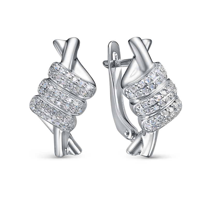 Серьги из серебра с камнем Фианит фото, цены