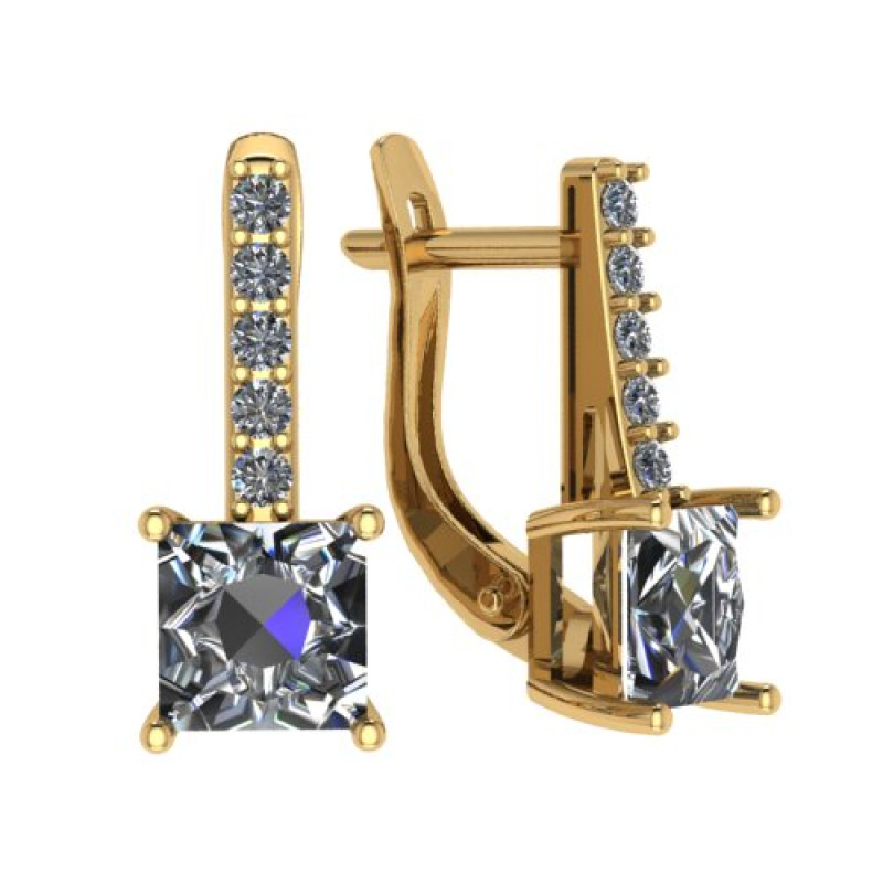 Серьги из золота с камнем Фианит фото, цены