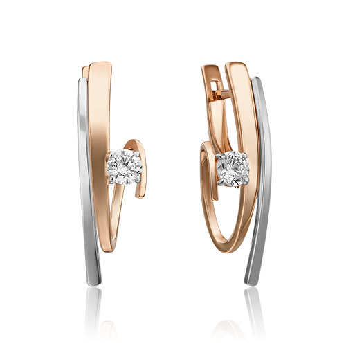 Серьги из золота с камнем Фианит фото, цены