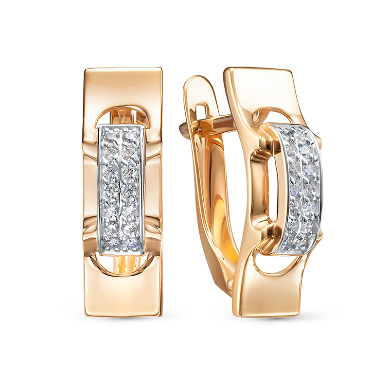 Серьги из золота с камнем Фианит фото, цены