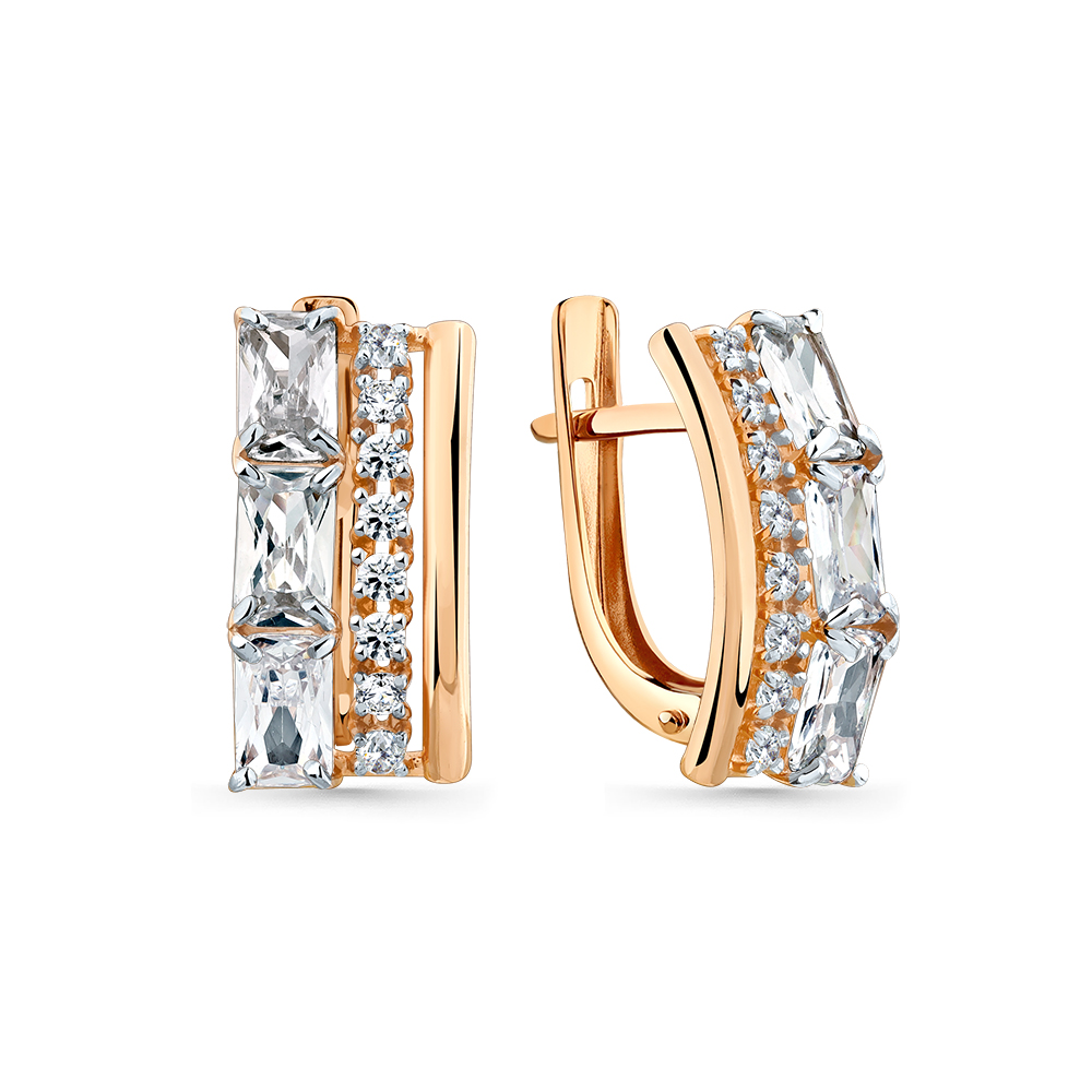 Серьги из золота с камнем Фианит фото, цены